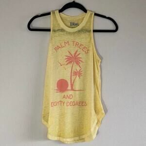 Doe Size XS Pastel Yellow and Pink Tank Top Casual Beachy Vacation Summer Spring